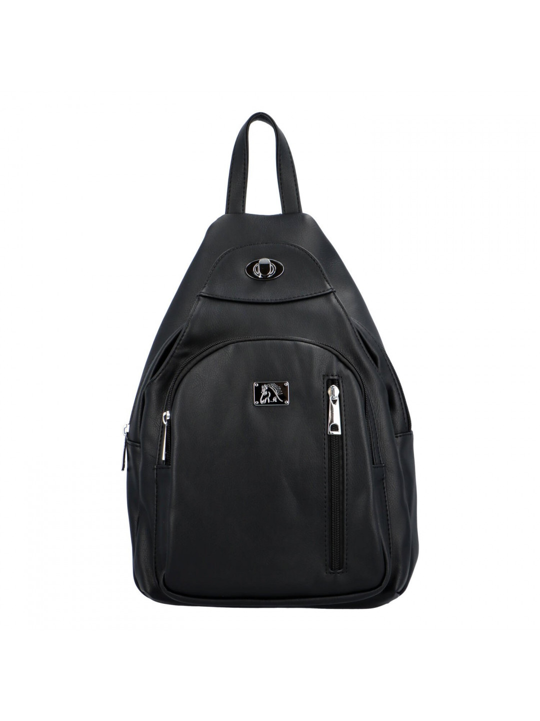 Zajímavý dámský koženkový batoh na jedno rameno Sagar černá